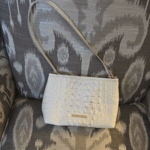Brahmin Leather White Croc-Embossed Wristlet Lightweight Bag
